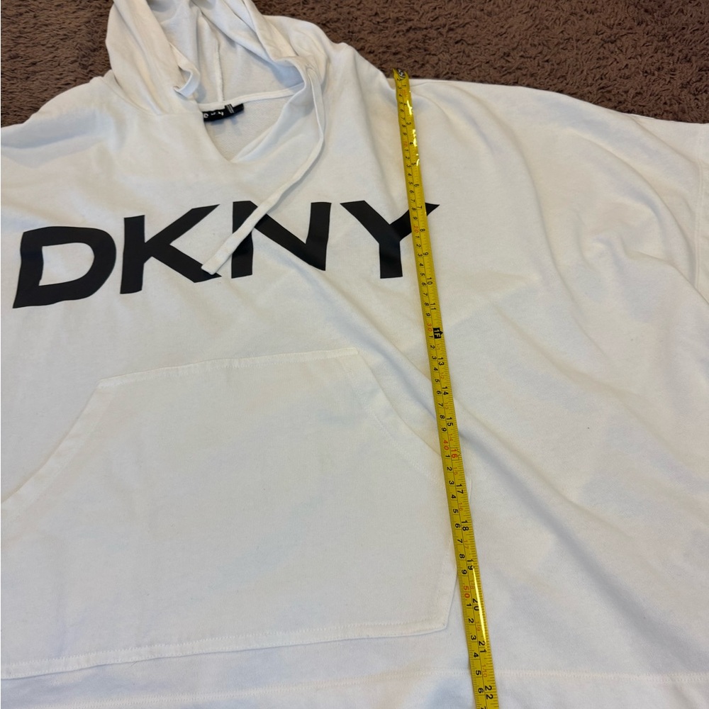 2 FOR $25 DKNY White Poncho Knit Hooded Pullover Top Oversized M - Picture 7 of 8